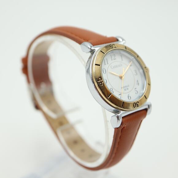 Carriage by Timex Classic Dress Watch 30mm Non Indiglo Two Tone Brown Leather - Picture 8 of 14